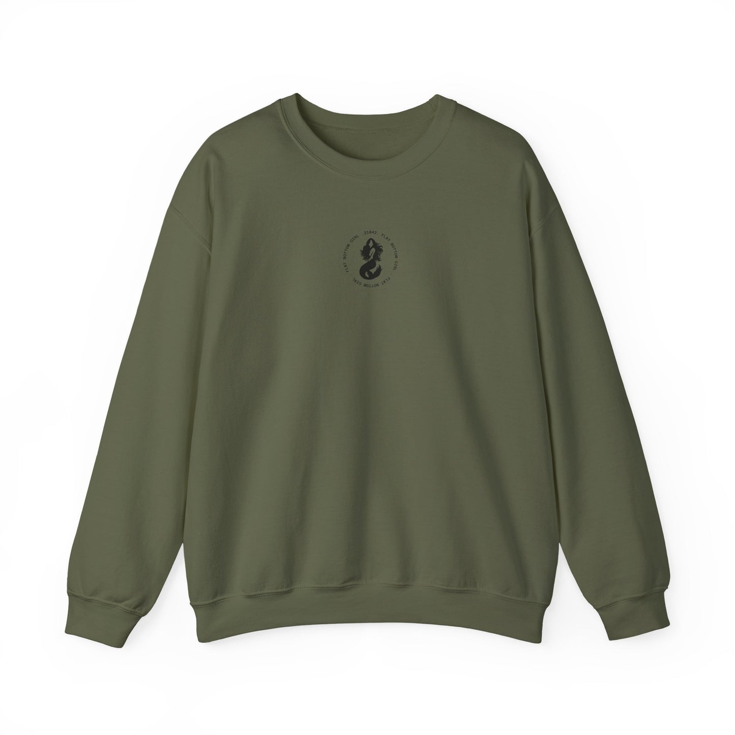 Crewneck Sweatshirt- Design varies by color: Did you Die on black, White marlin on royal, Flat bottom on OD green, Aloha Shallow grave on navy
