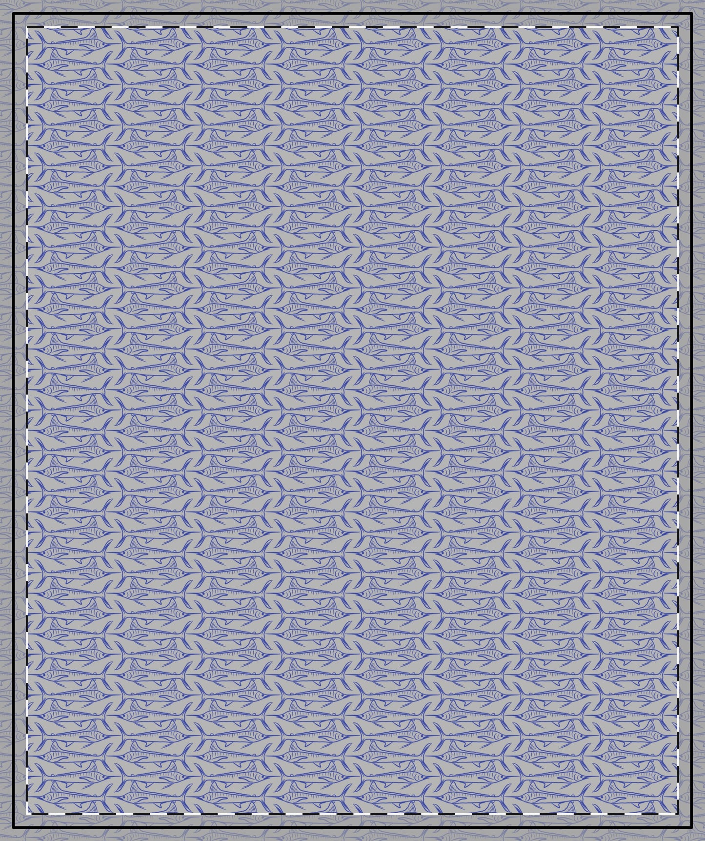 Marlin Sketch on Navy Quilted Throw