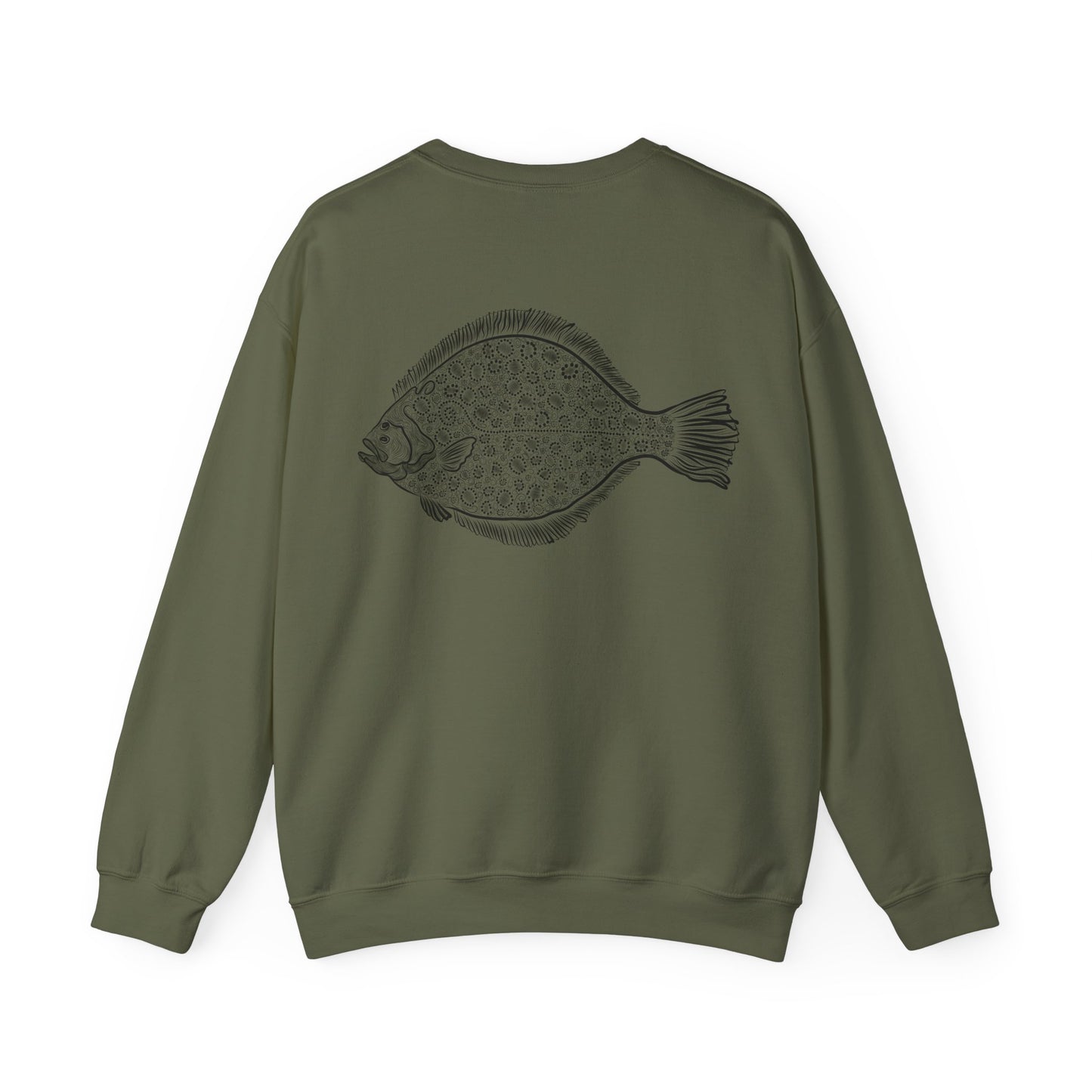 Crewneck Sweatshirt- Design varies by color: Did you Die on black, White marlin on royal, Flat bottom on OD green, Aloha Shallow grave on navy