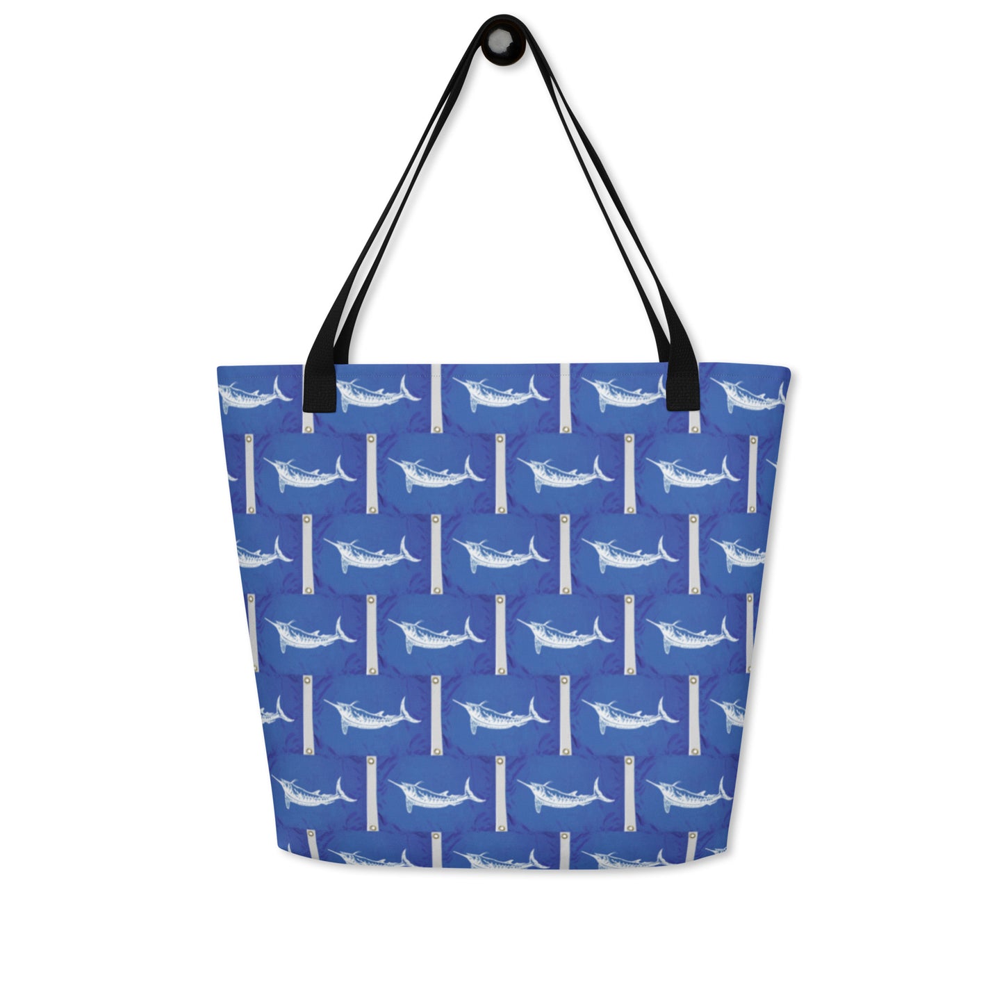 White Marlin Release Flag All-Over Print Large Tote Bag