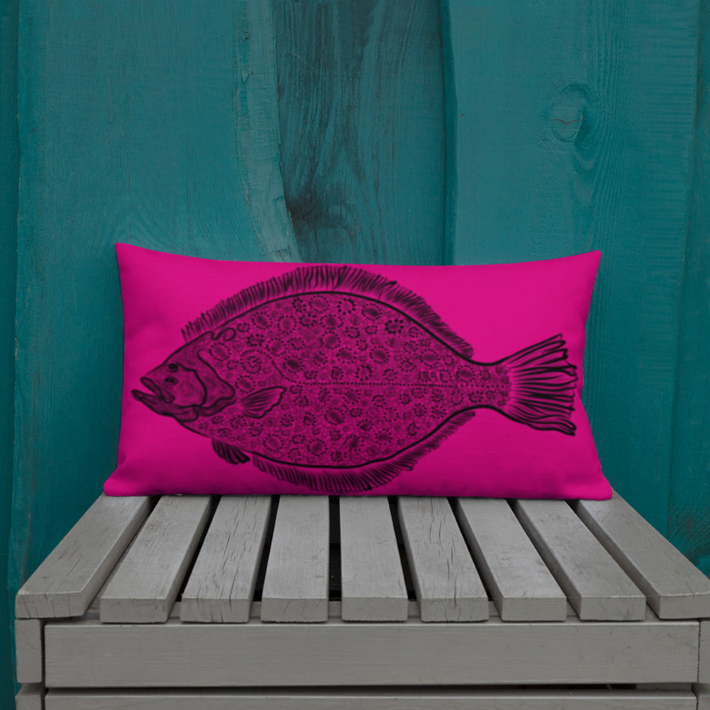 Hot Pink Dia de los Flounder Premium Pillow