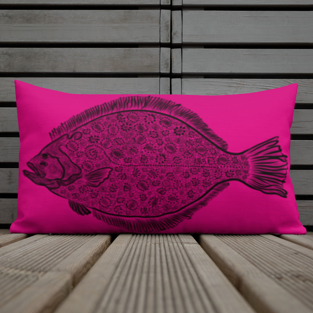 Hot Pink Dia de los Flounder Premium Pillow