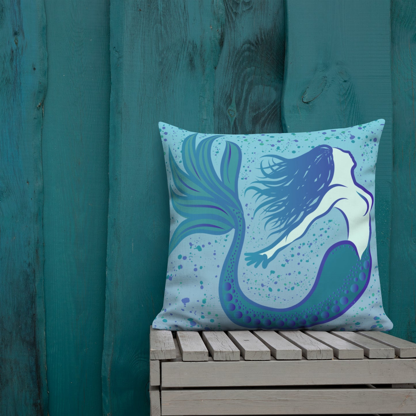 Marlin Tuna Scatter Blue Purple Ombré Premium Pillow