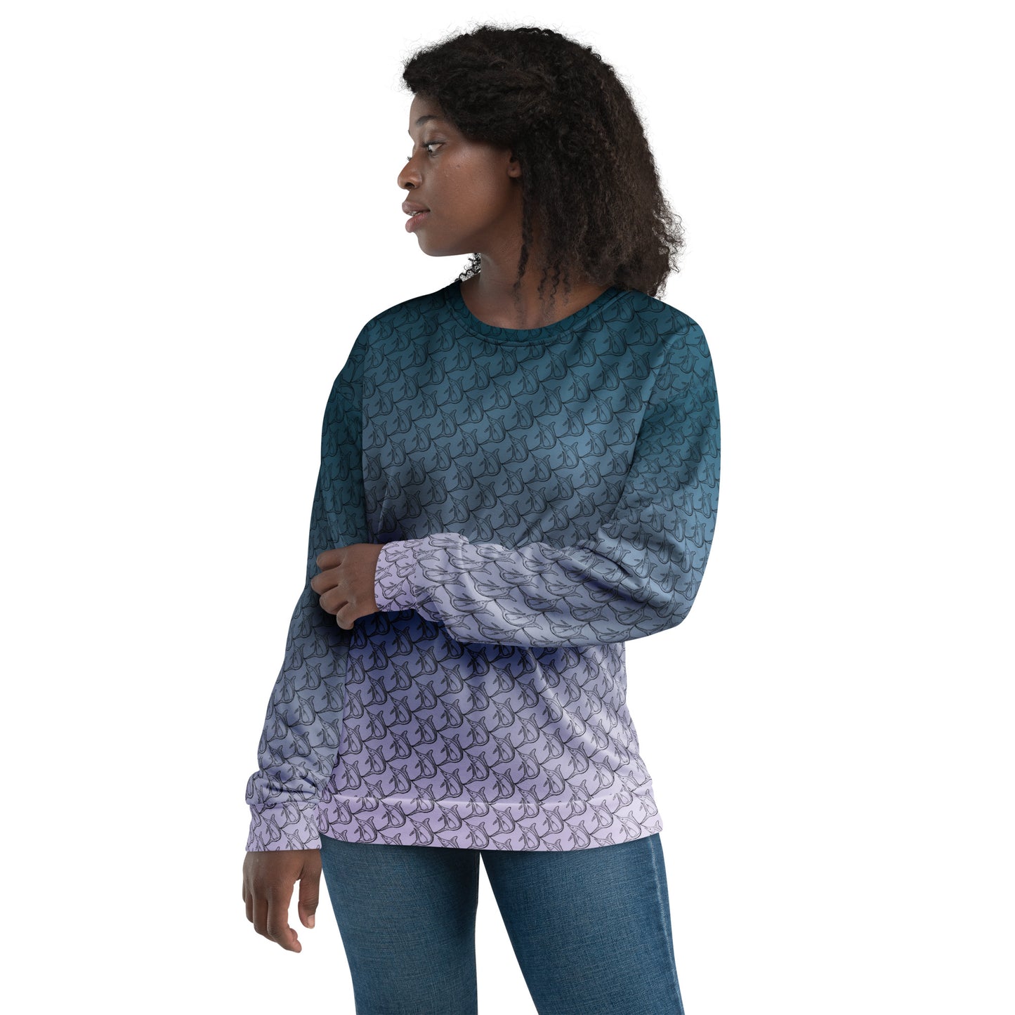 Basic White Fish Ombré Unisex Sweatshirt