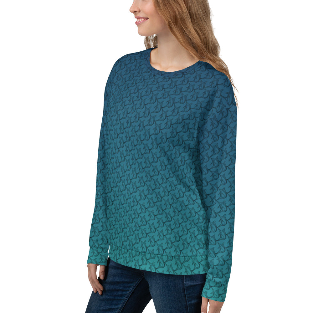 Basic White Fish Ombré AOP Unisex Sweatshirt