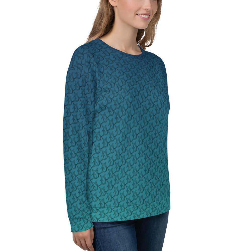 Basic White Fish Ombré AOP Unisex Sweatshirt