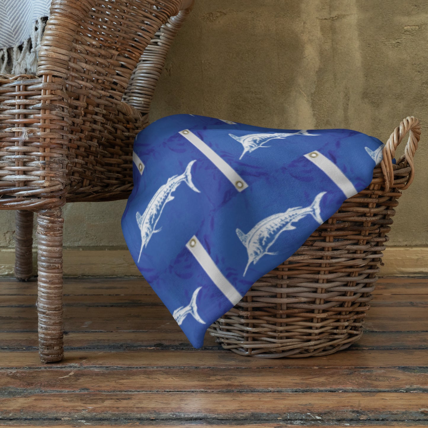 White Marlin Release Flag Throw Blanket 50x60