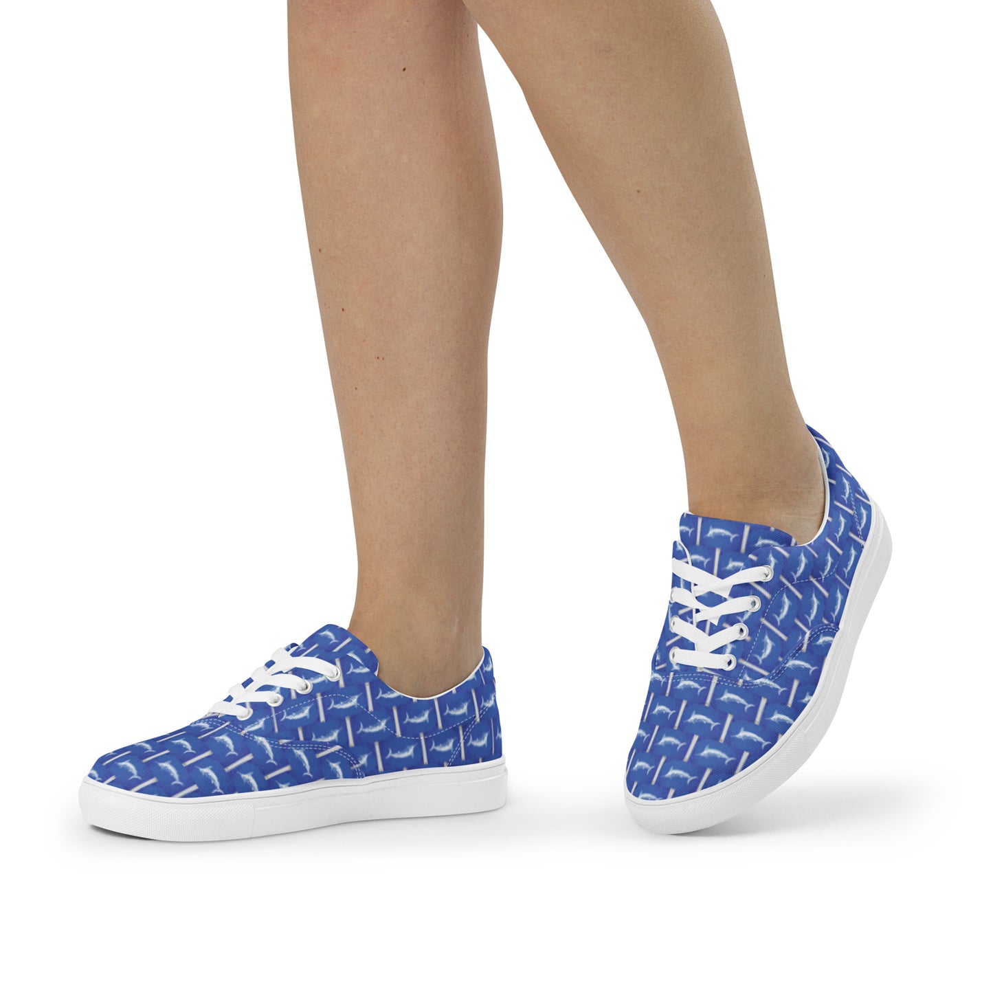 White Marlin Release Flag Women’s lace-up canvas shoes