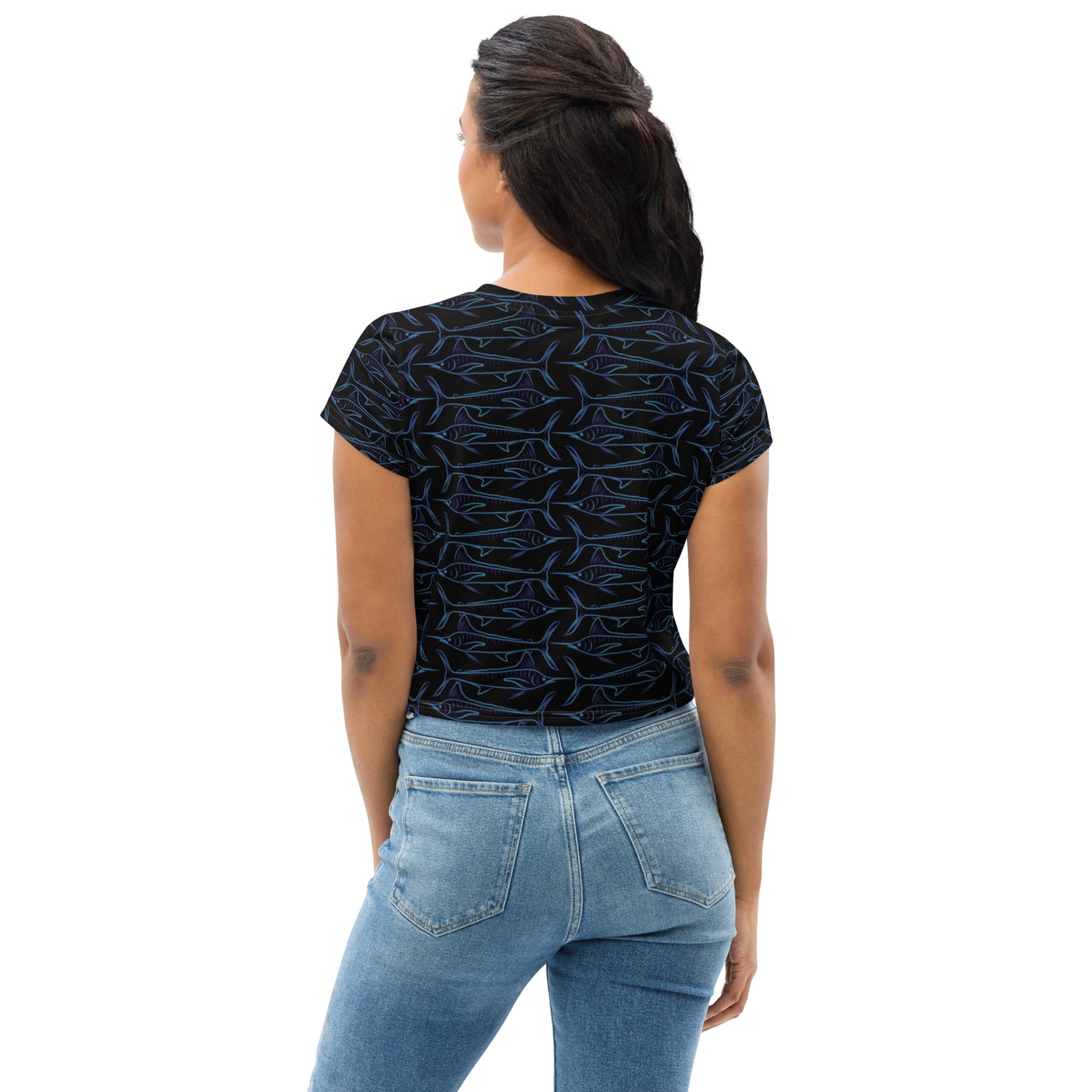 Manic Marlin All-Over Print Crop Tee