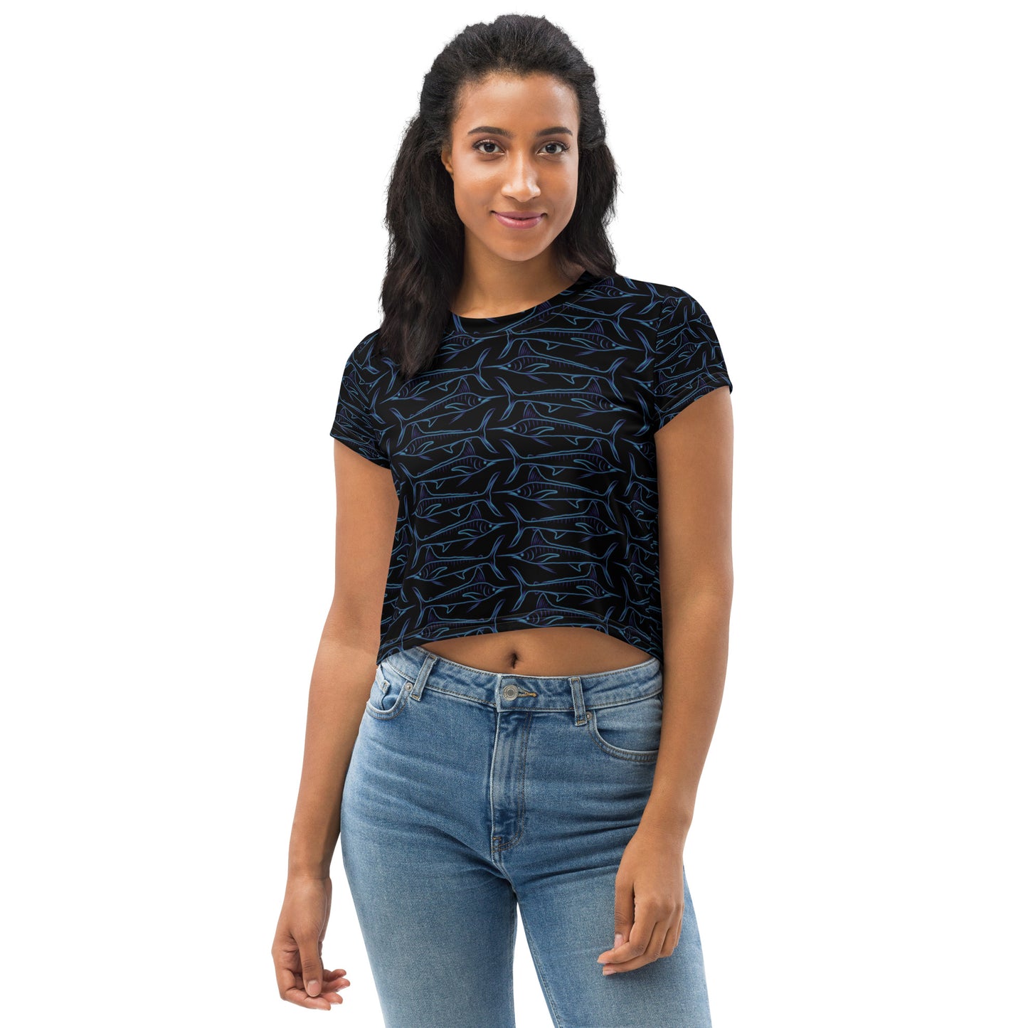 Manic Marlin All-Over Print Crop Tee