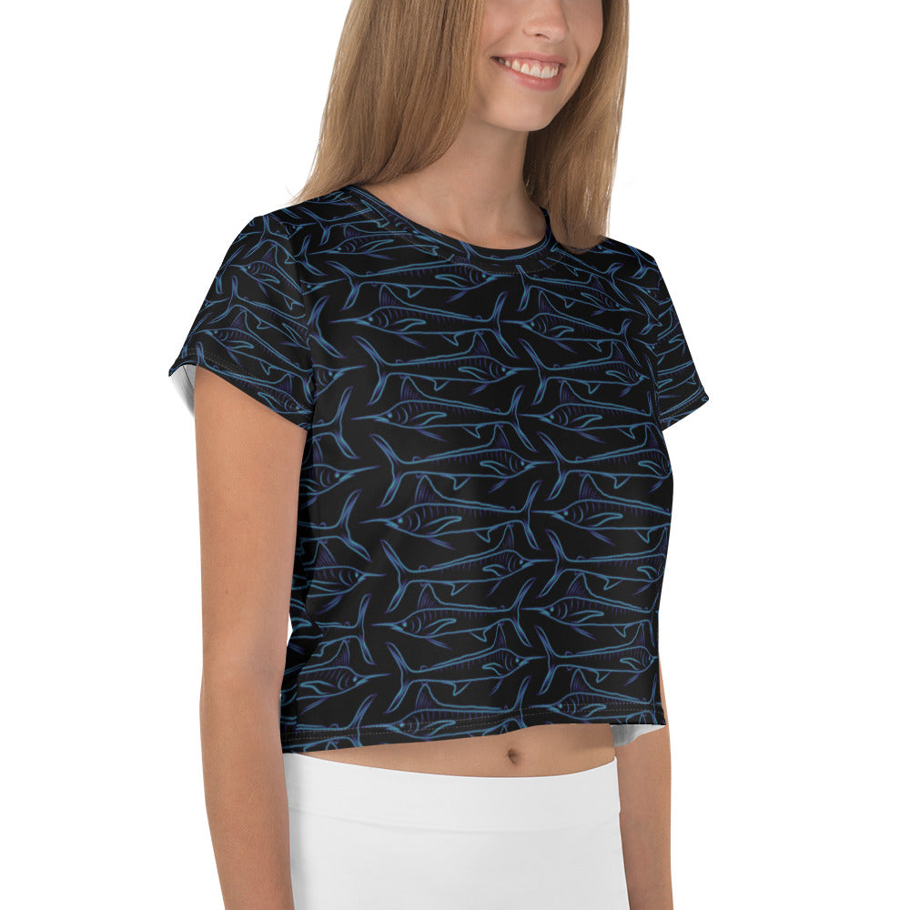 Manic Marlin All-Over Print Crop Tee