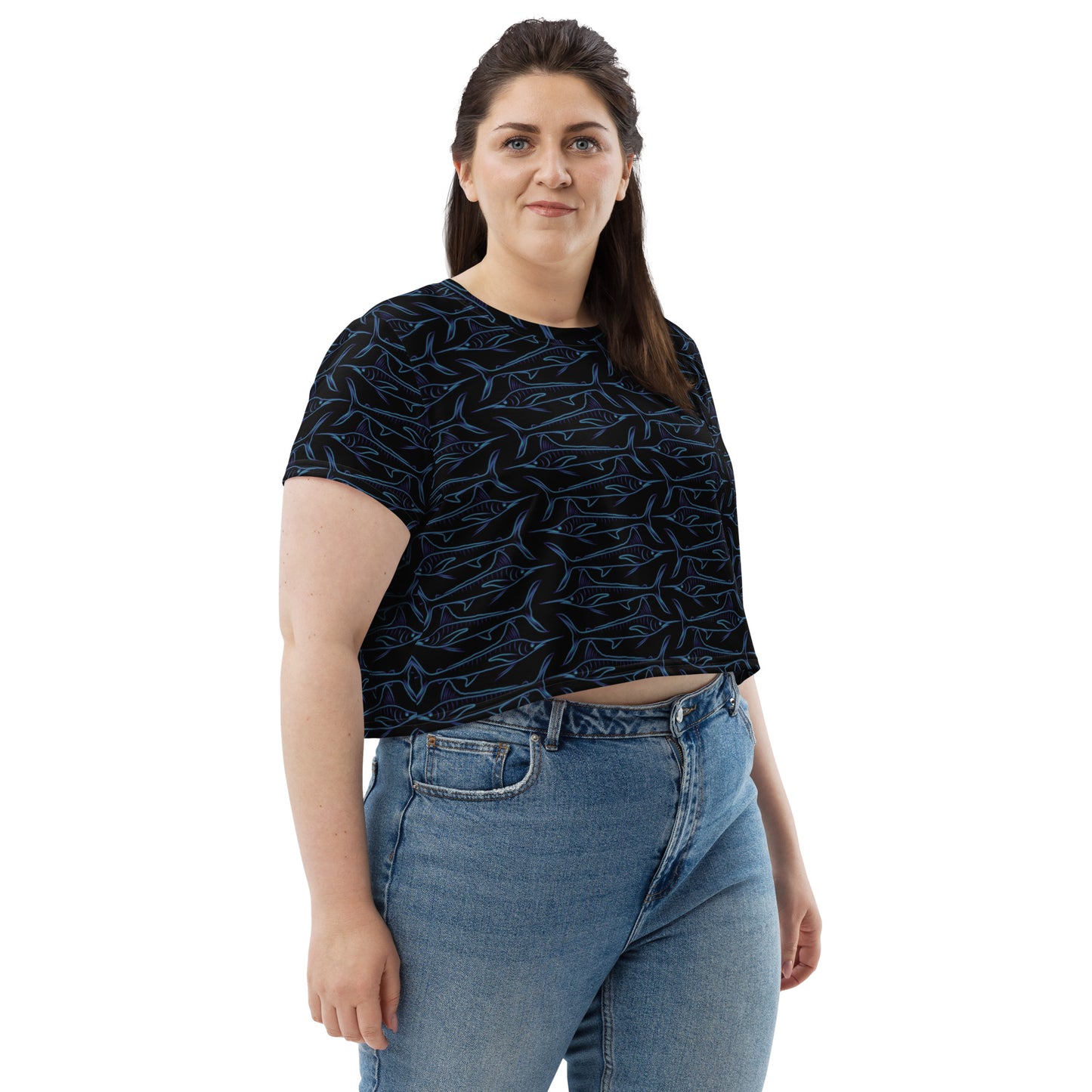 Manic Marlin All-Over Print Crop Tee