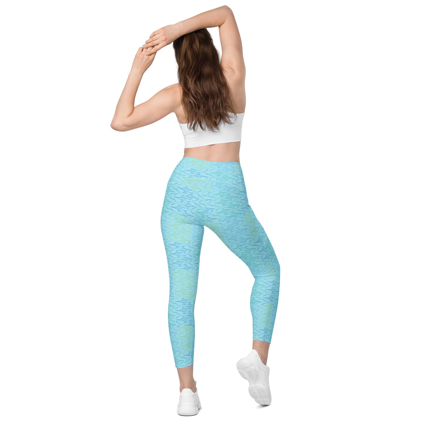 Marlin pattern Crossover leggings with pockets