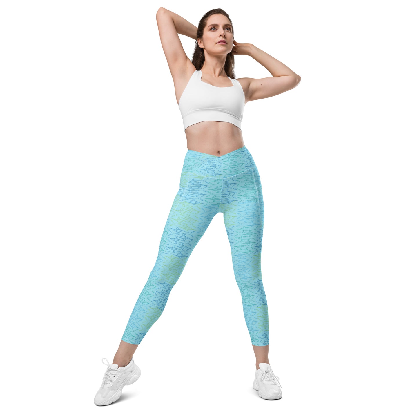 Marlin pattern Crossover leggings with pockets