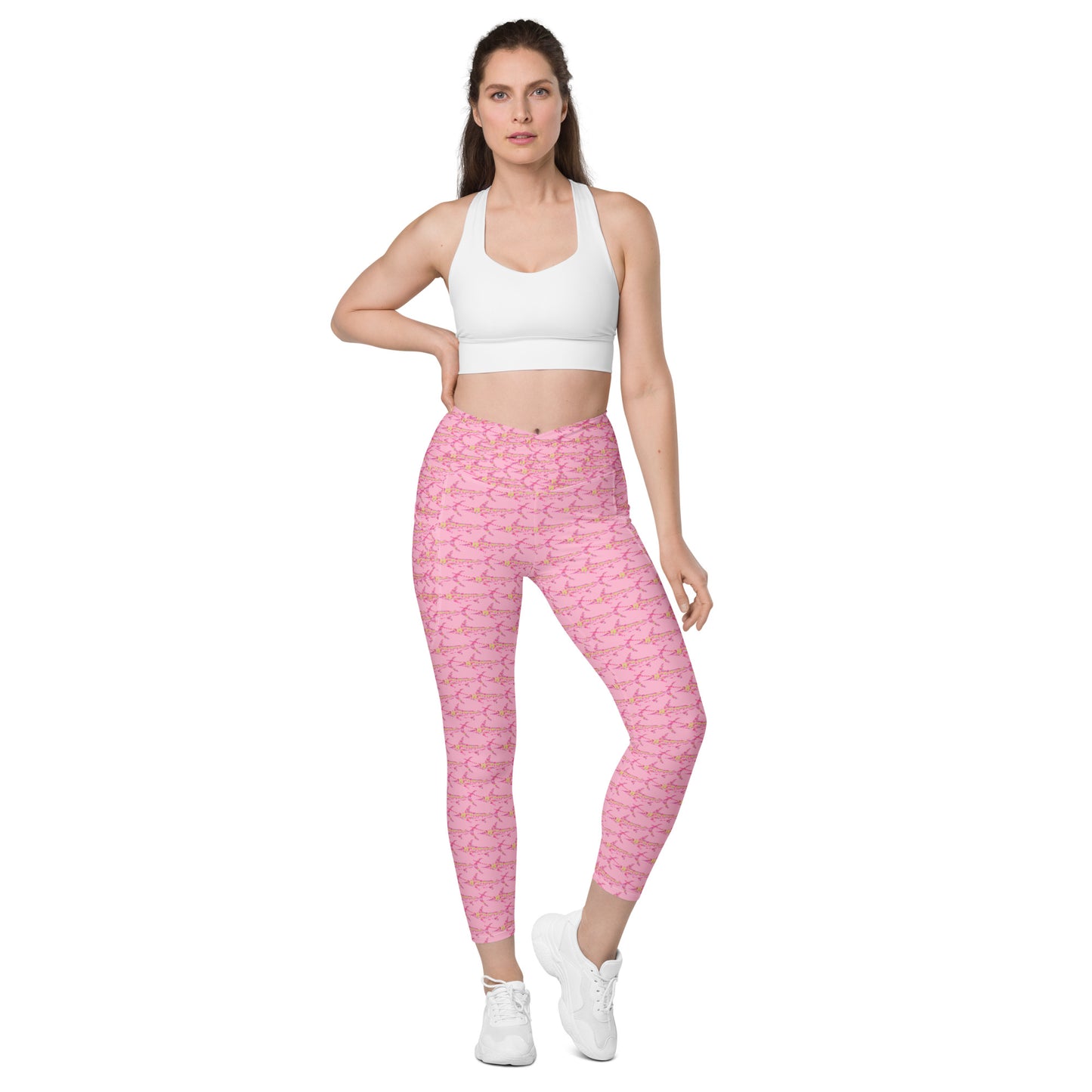 Rave Marlin pink Crossover leggings with pockets