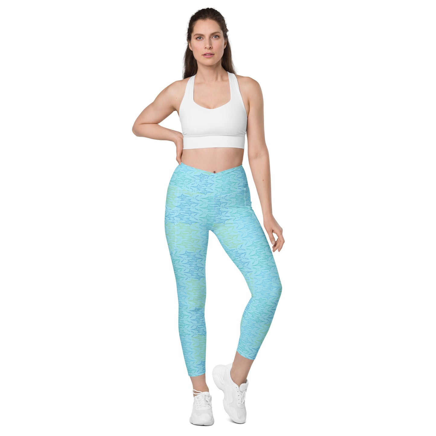 Marlin pattern Crossover leggings with pockets