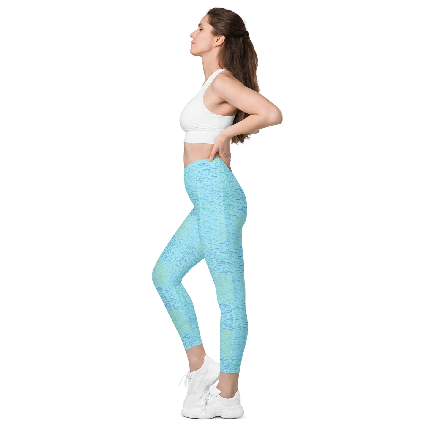 Marlin pattern Crossover leggings with pockets