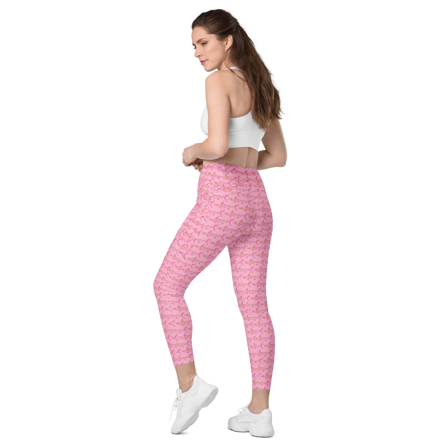 Rave Marlin pink Crossover leggings with pockets