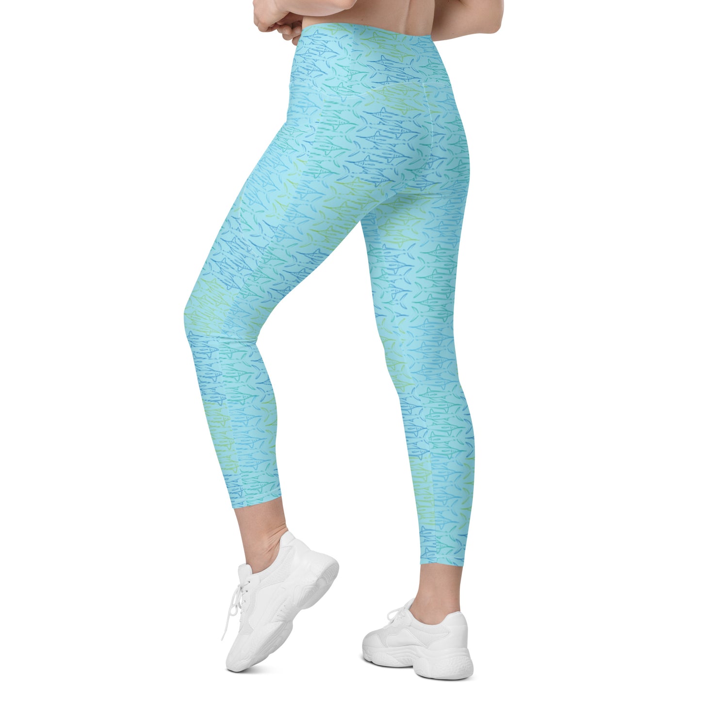 Marlin pattern Crossover leggings with pockets
