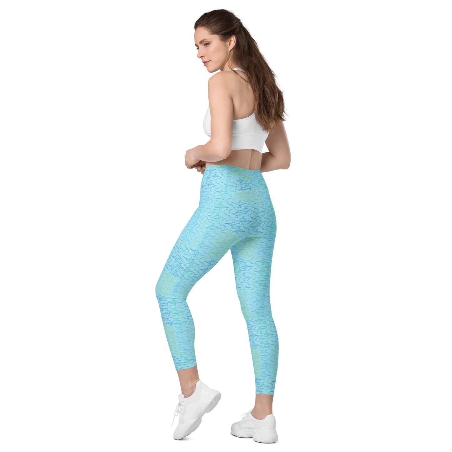 Marlin pattern Crossover leggings with pockets
