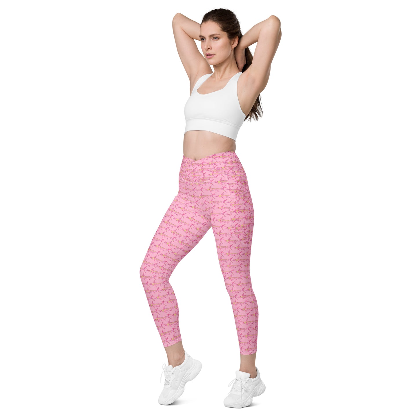 Rave Marlin pink Crossover leggings with pockets