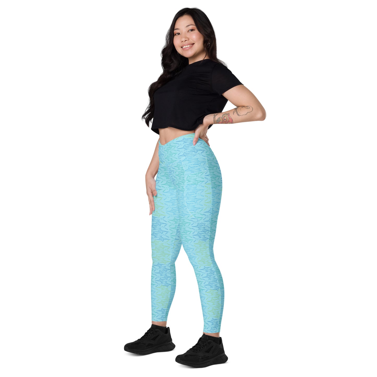 Marlin pattern Crossover leggings with pockets