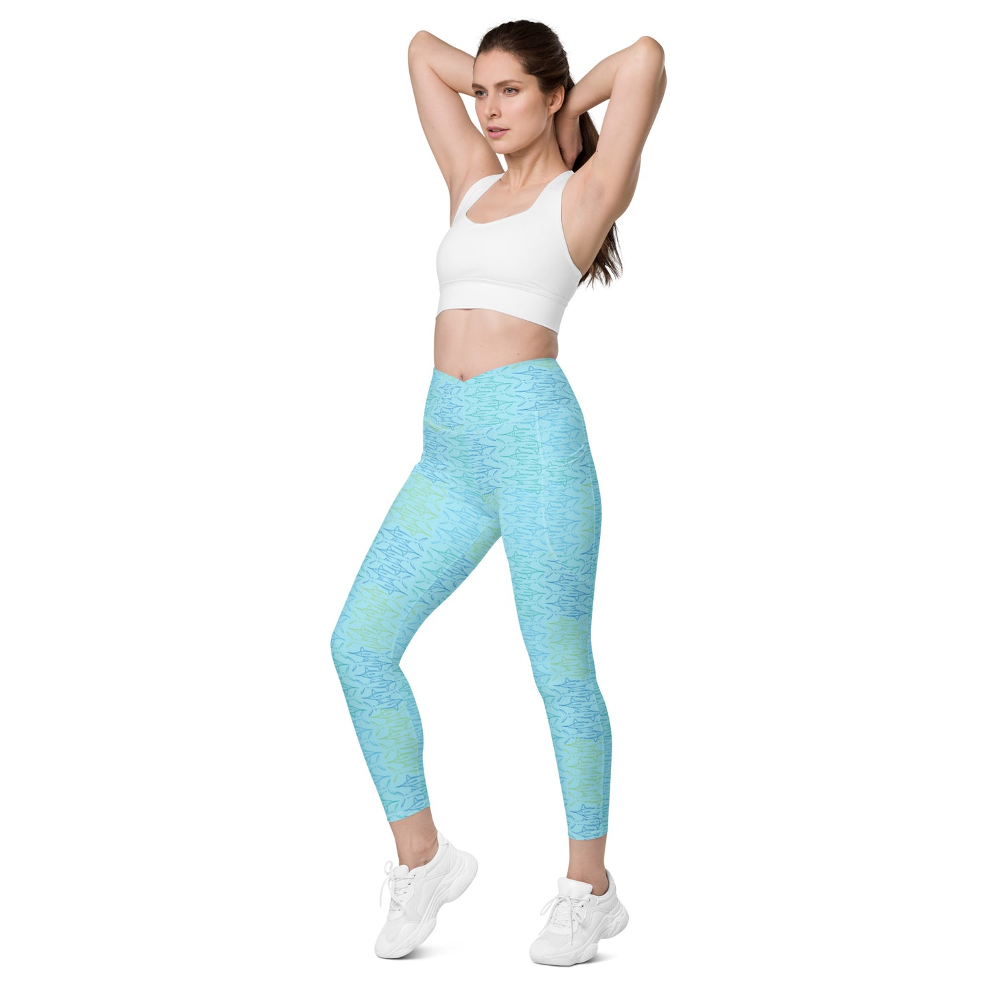 Marlin pattern Crossover leggings with pockets