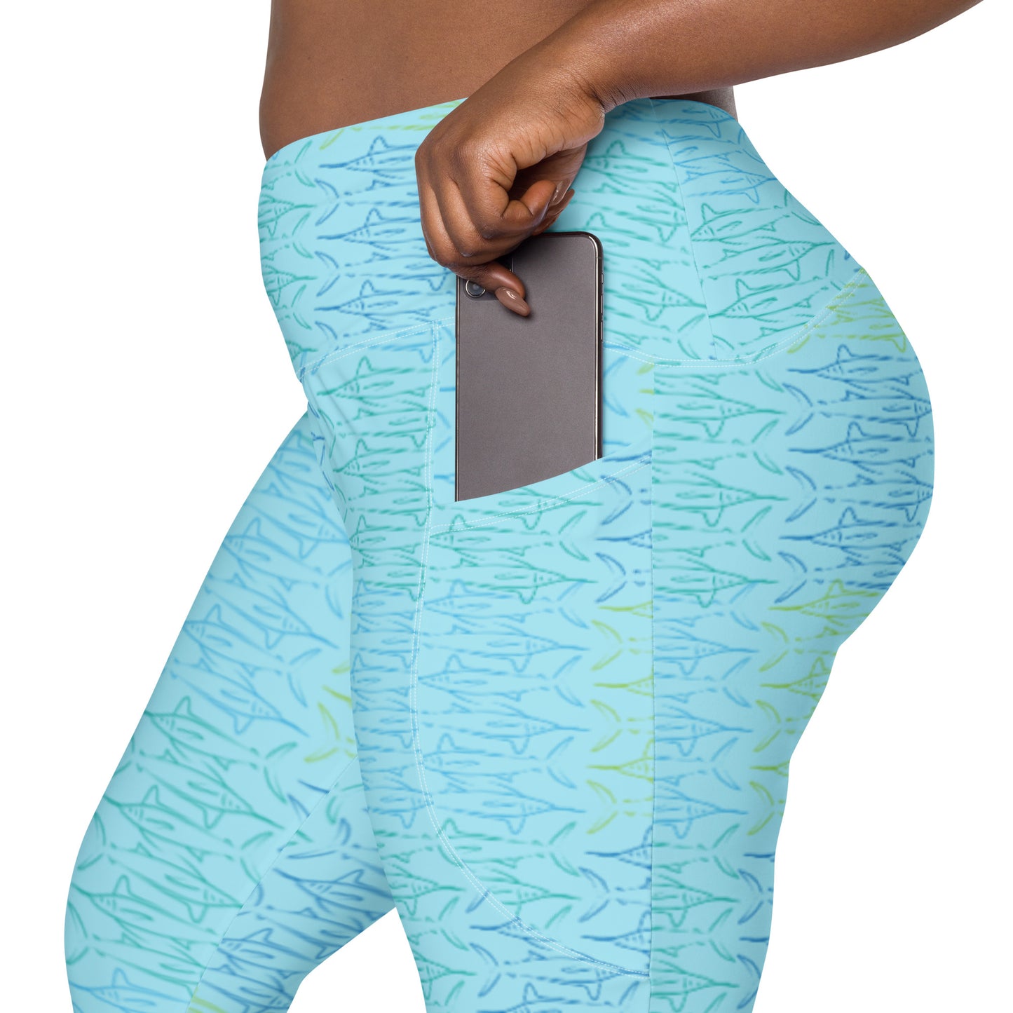 Marlin pattern Crossover leggings with pockets