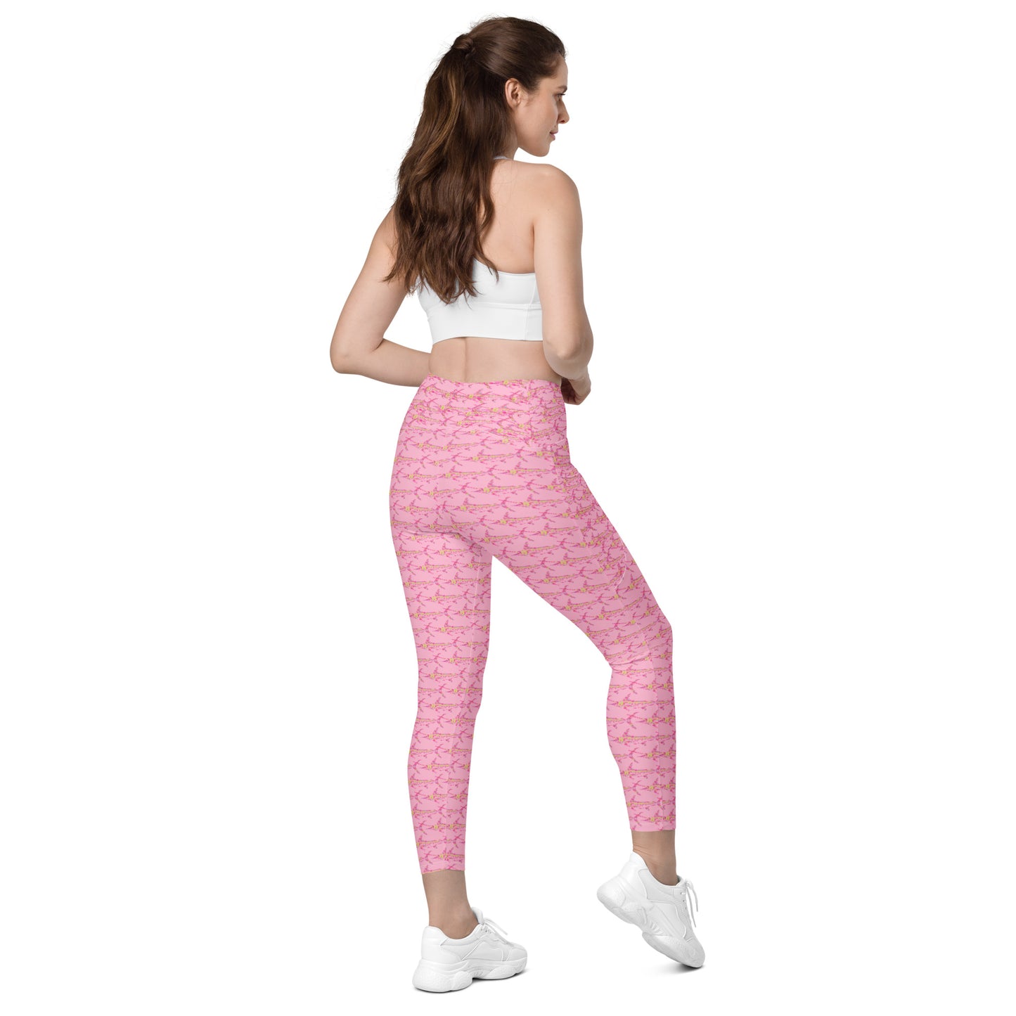 Rave Marlin pink Crossover leggings with pockets