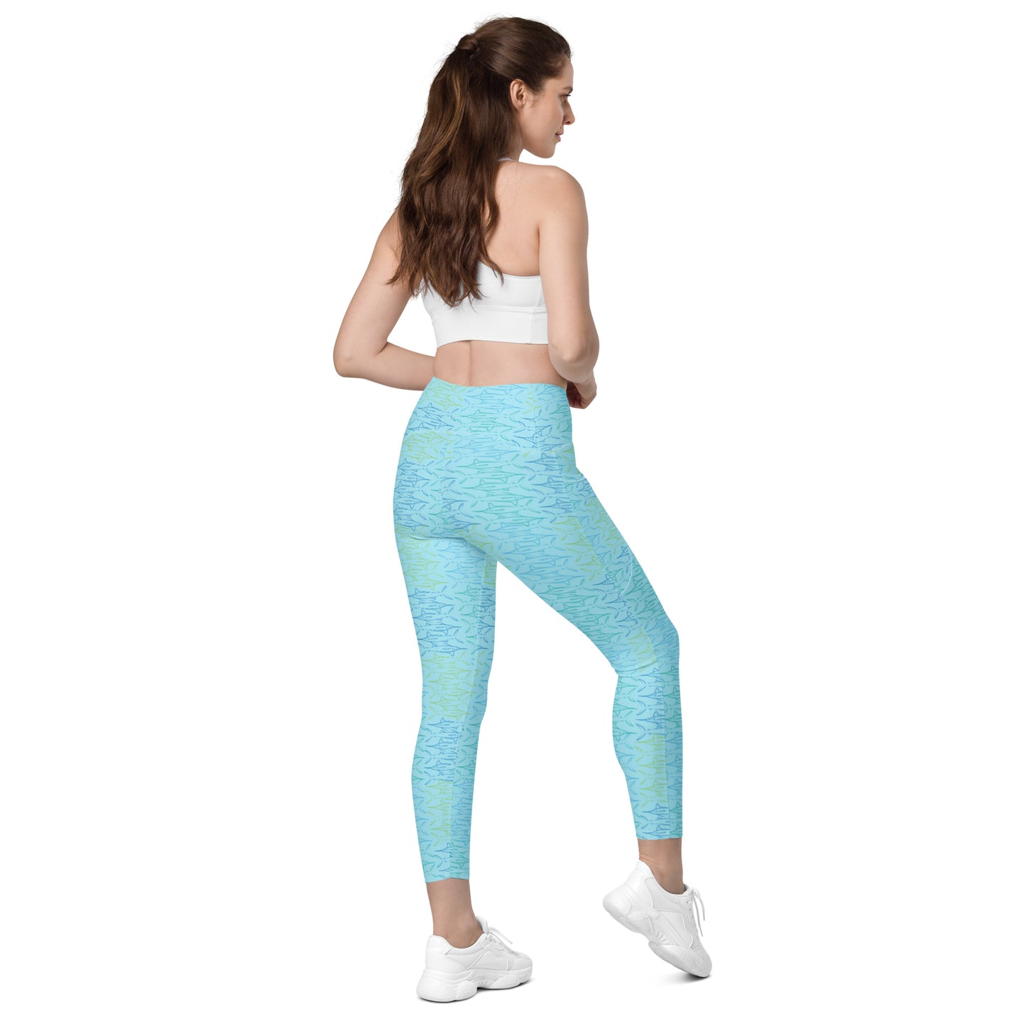 Marlin pattern Crossover leggings with pockets