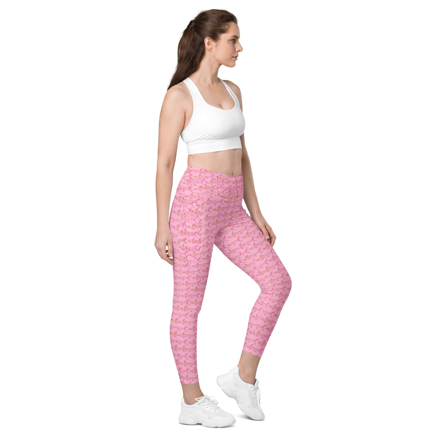 Rave Marlin pink Crossover leggings with pockets