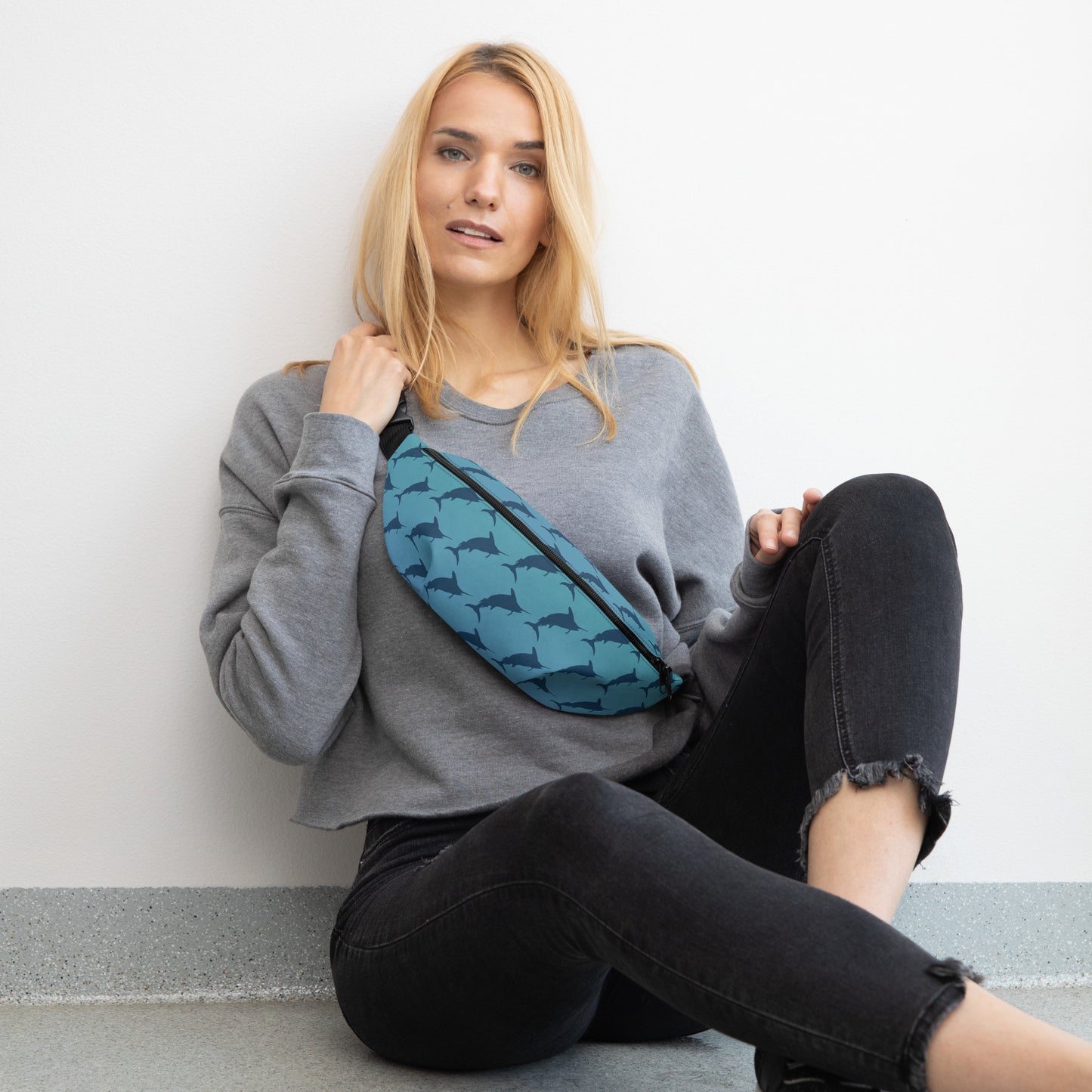 Blue Green Ombré navy marlin Fanny Pack