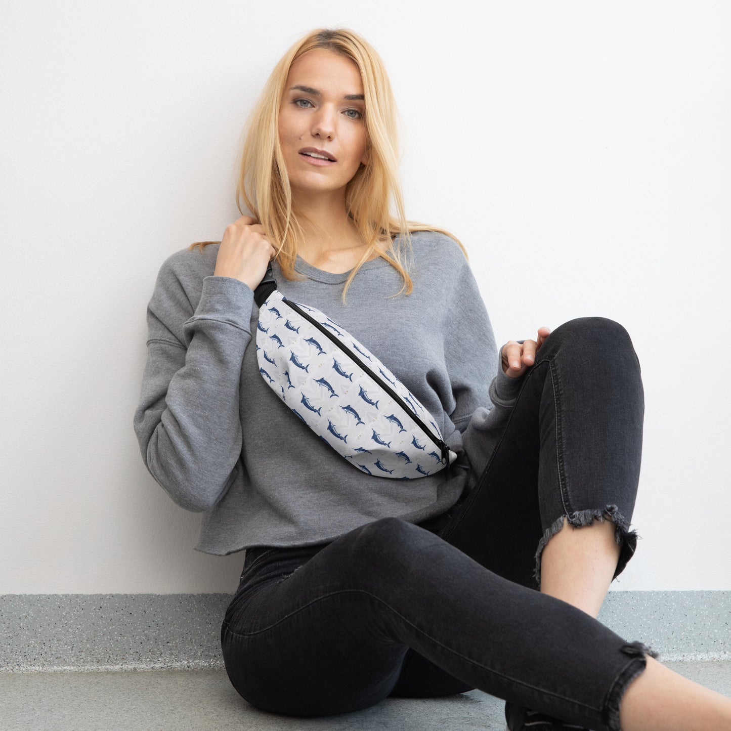 Hanging Laundry blue marlin Fanny Pack