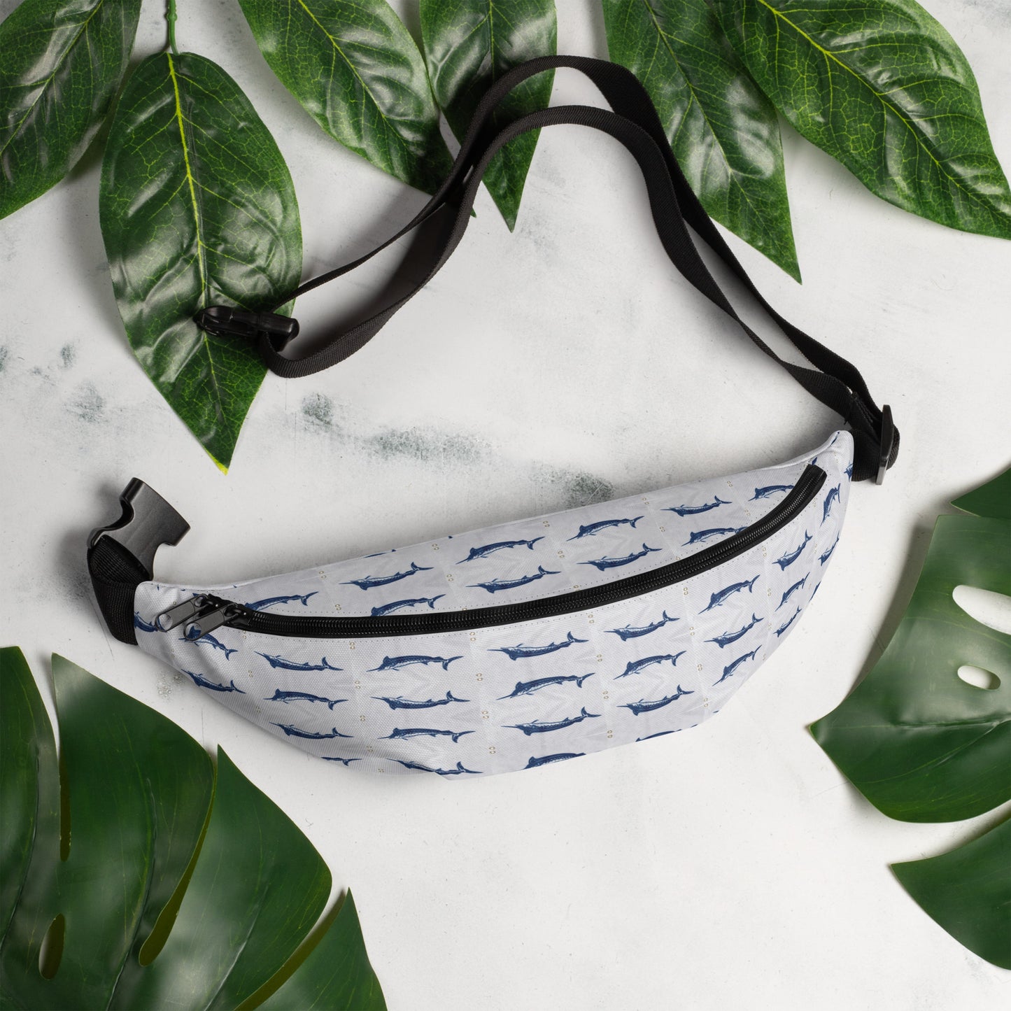 Hanging Laundry blue marlin Fanny Pack