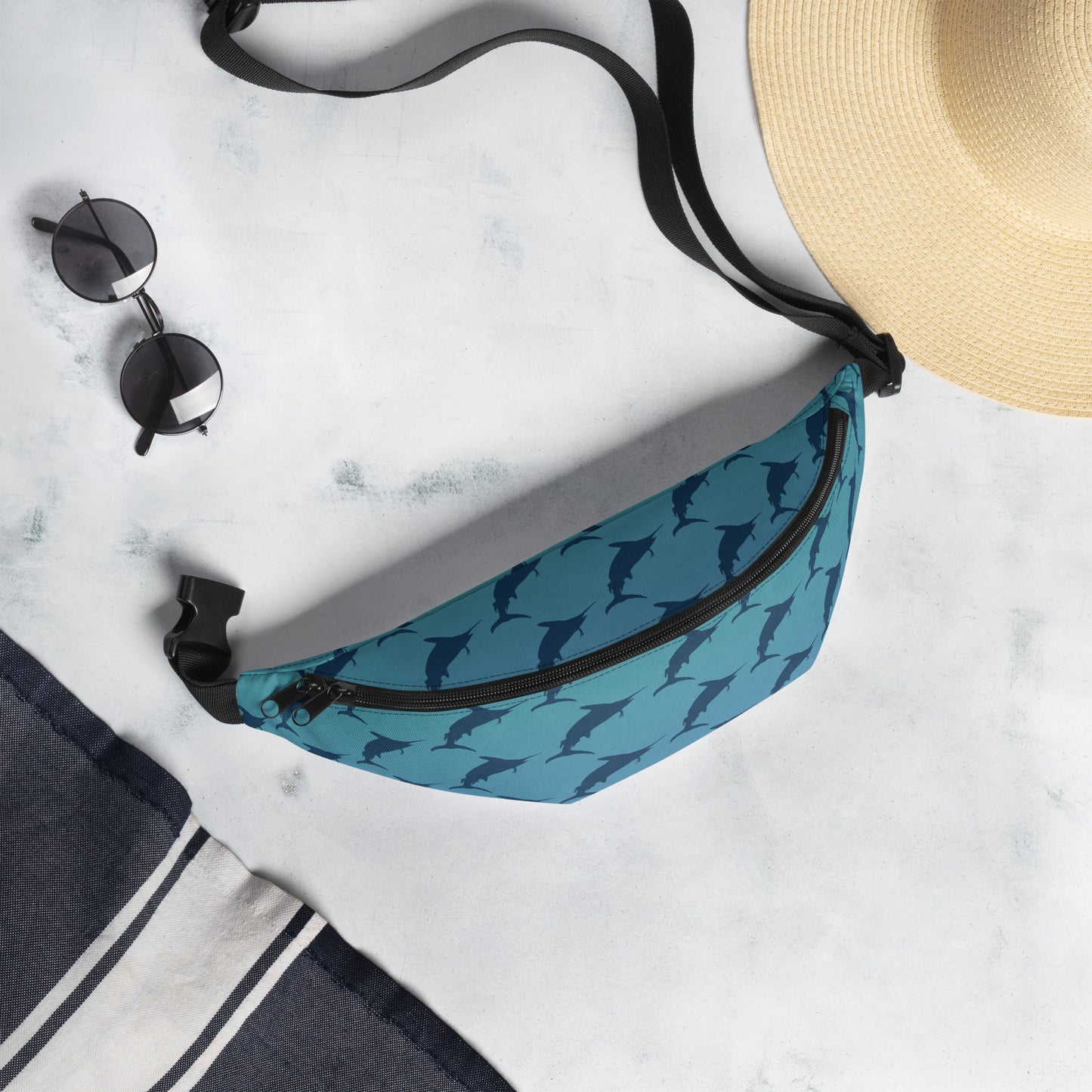 Blue Green Ombré navy marlin Fanny Pack