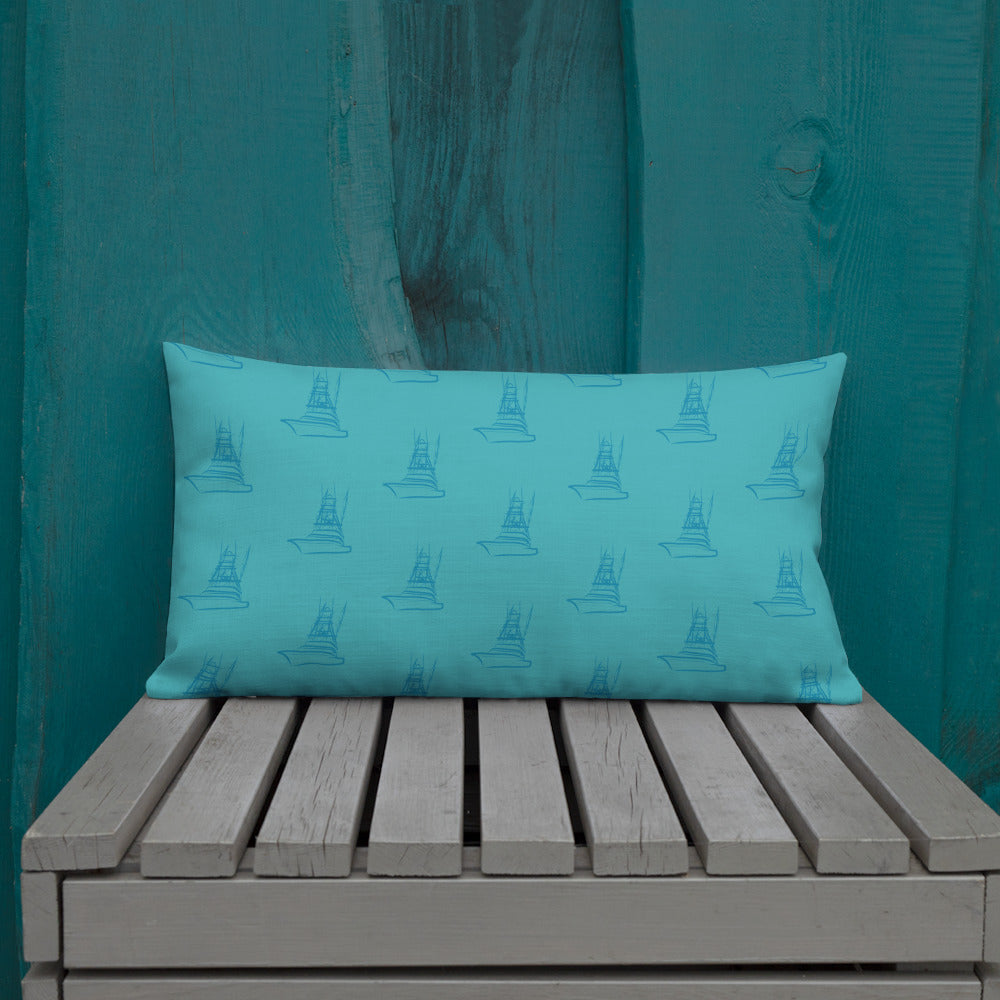 Blue Green Ombré Navy Marlin Premium Pillow