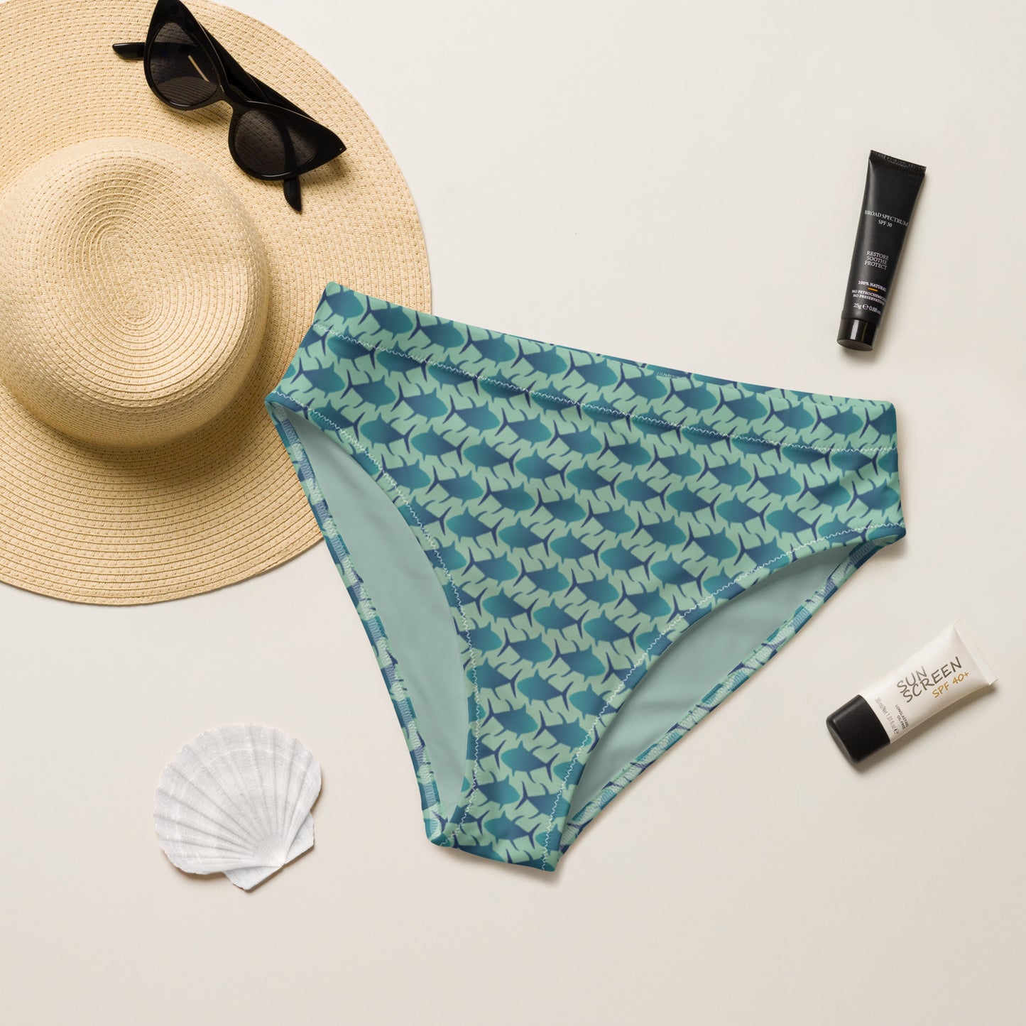 Ahi Allover Recycled high-waisted bikini bottom