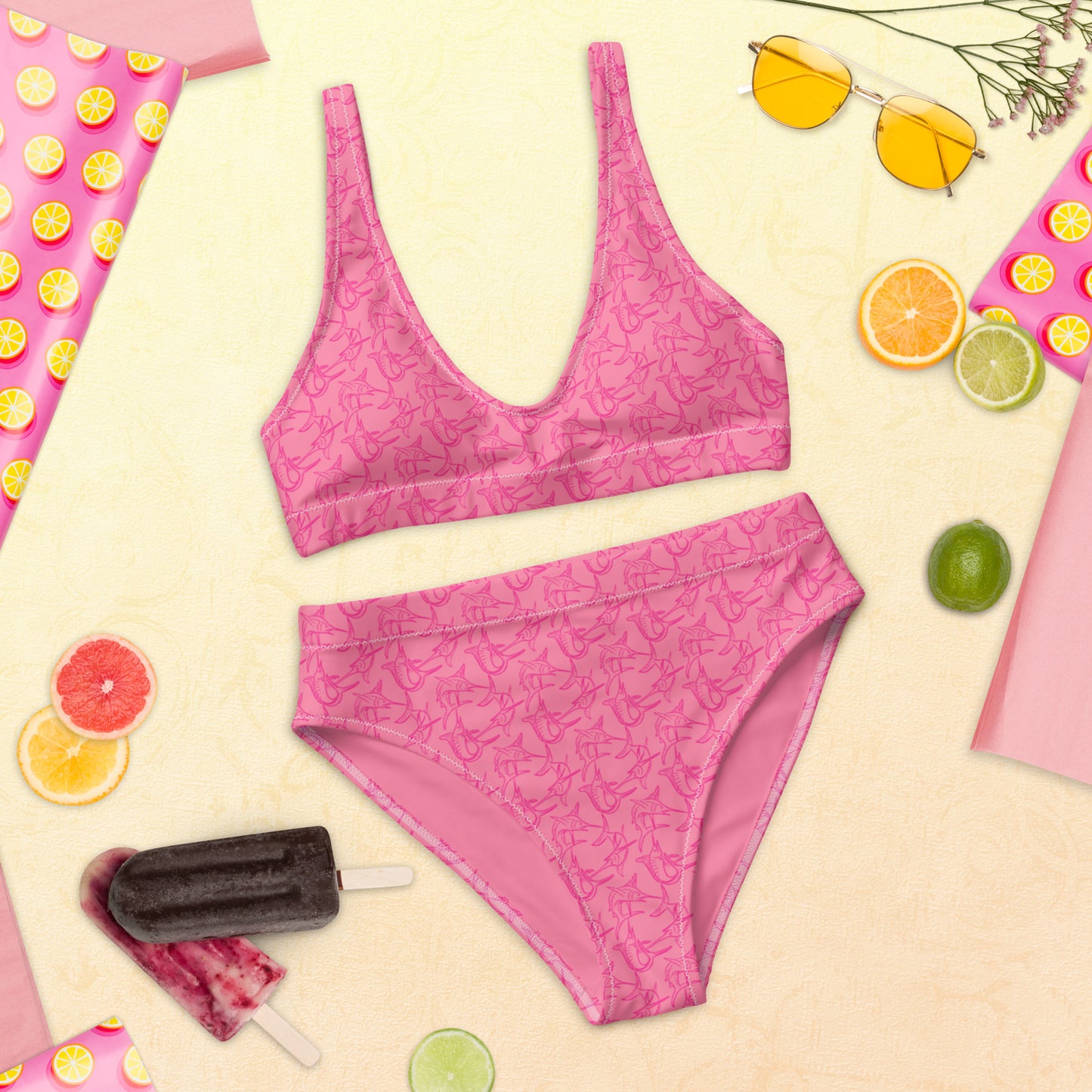 Grand Slam hot pink Recycled high-waisted bikini