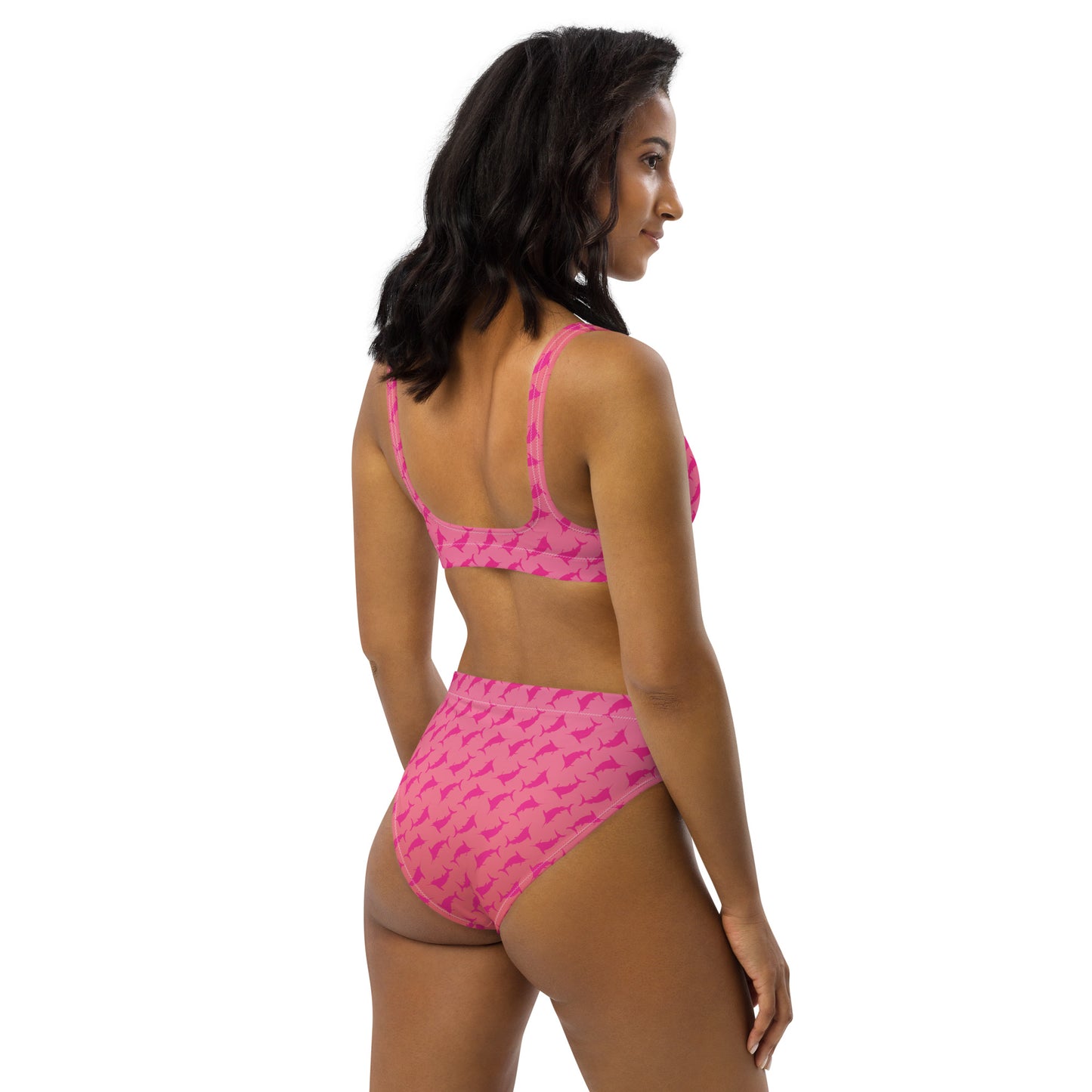Sunset Ombré Pink Marlin Scatter Recycled high-waisted bikini
