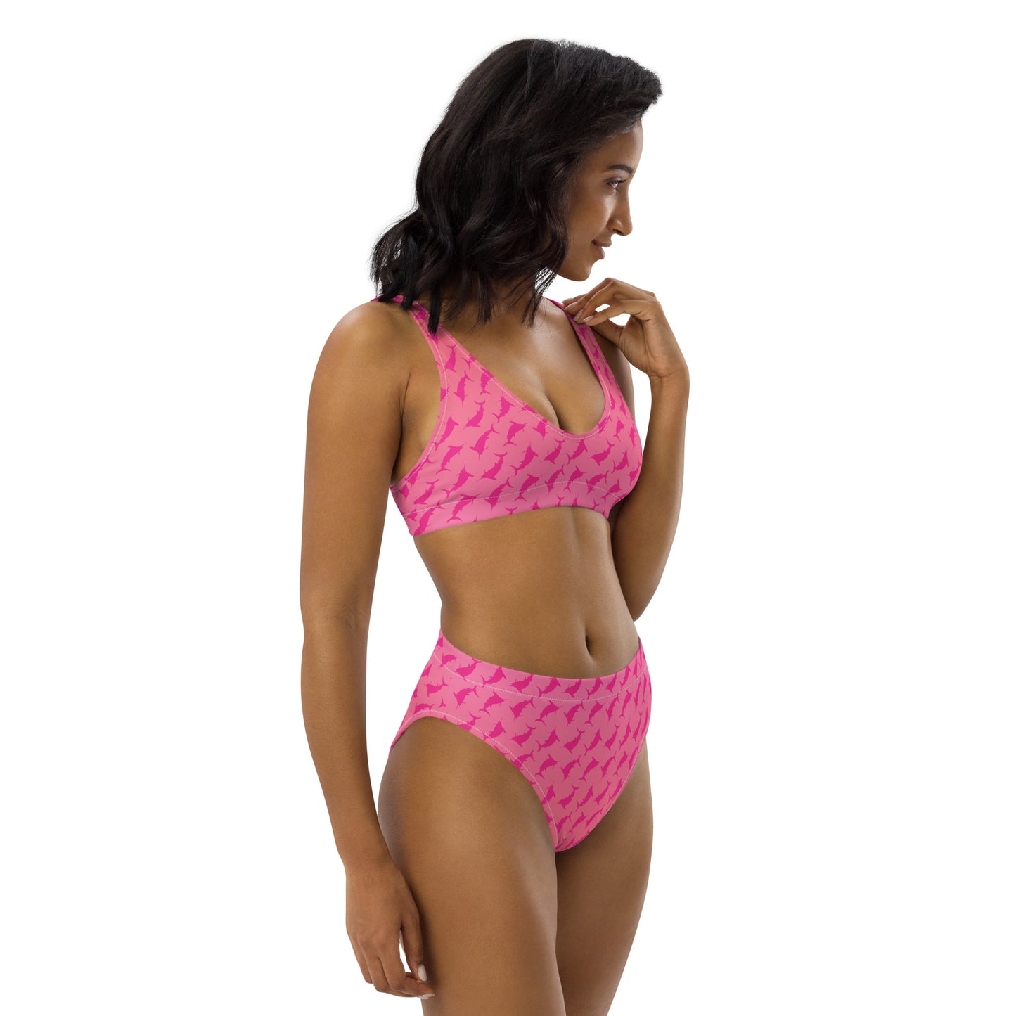 Sunset Ombré Pink Marlin Scatter Recycled high-waisted bikini