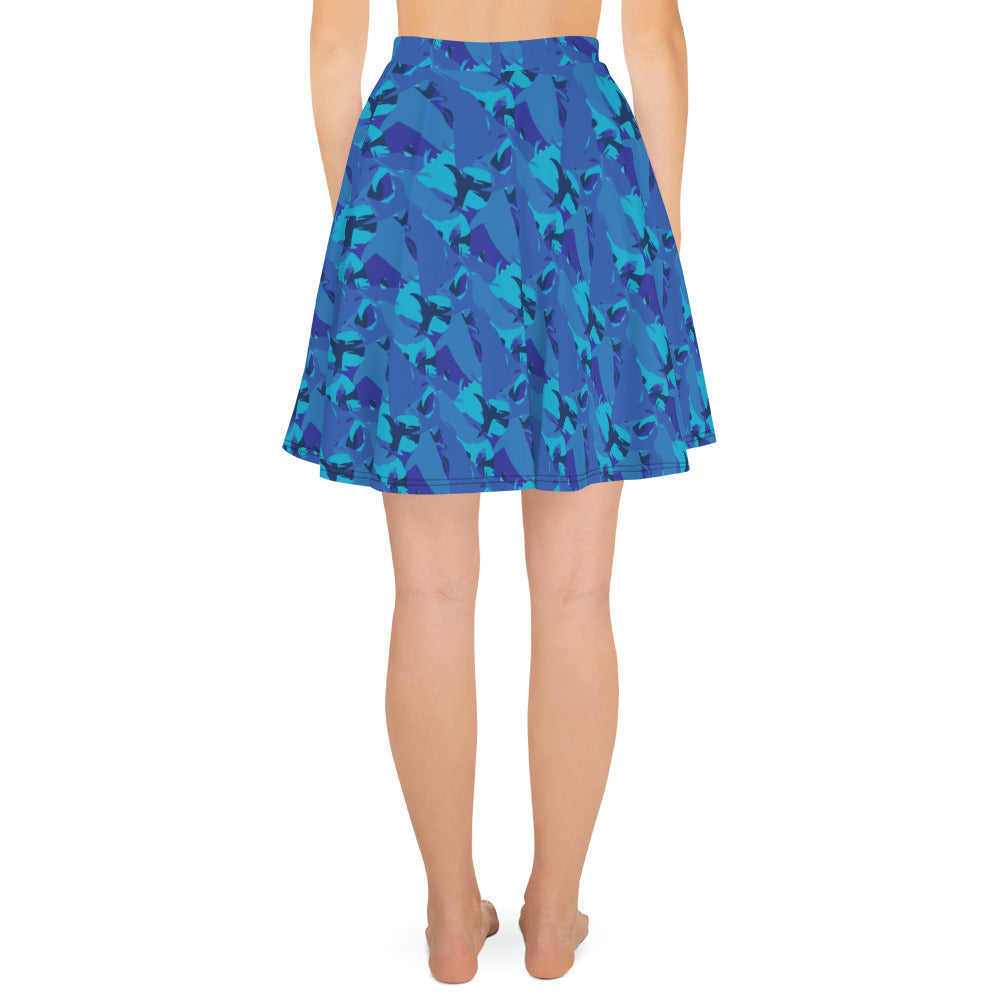Blue marlin camo Skater Skirt