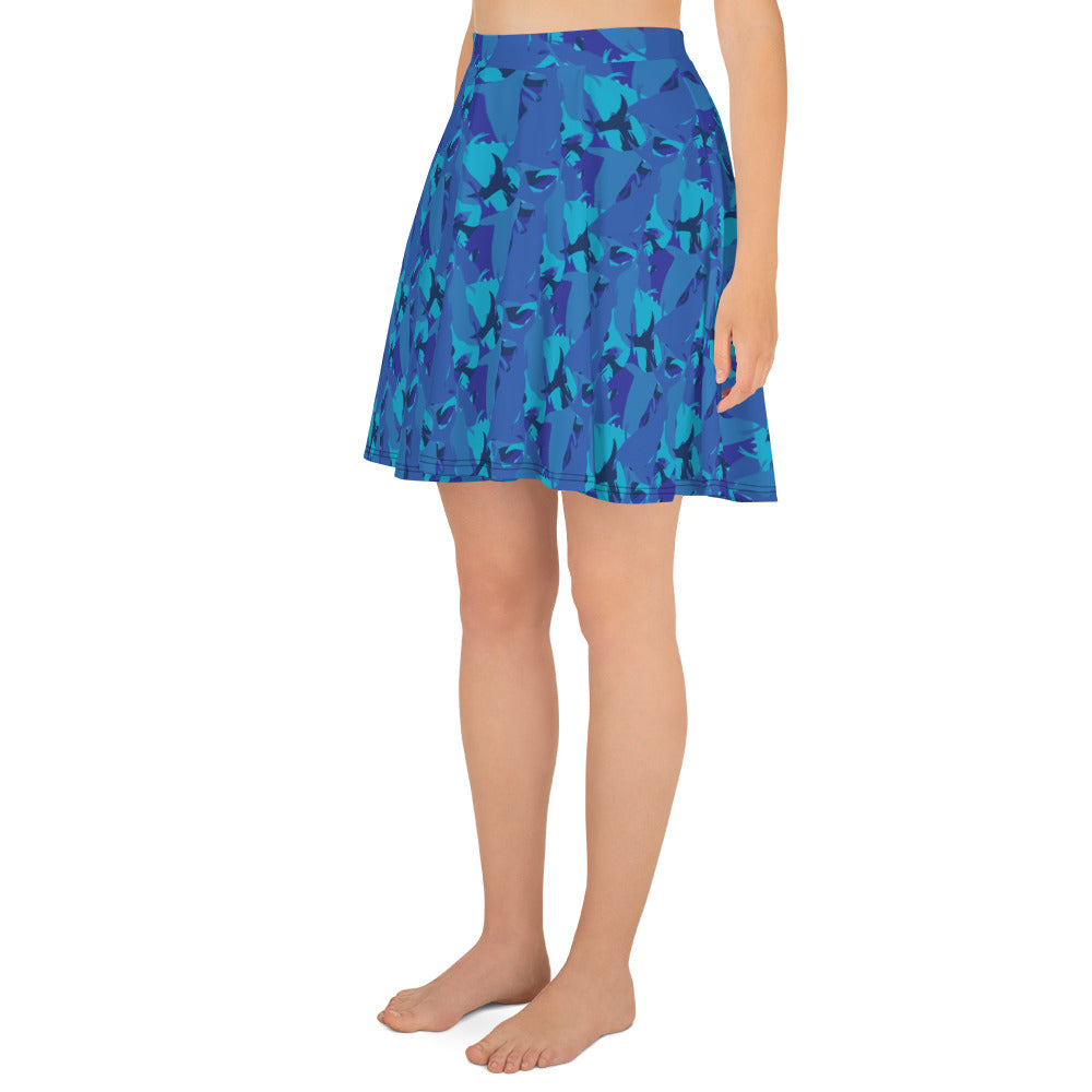 Blue marlin camo Skater Skirt