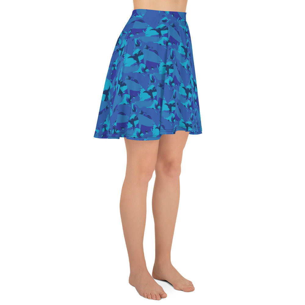 Blue marlin camo Skater Skirt