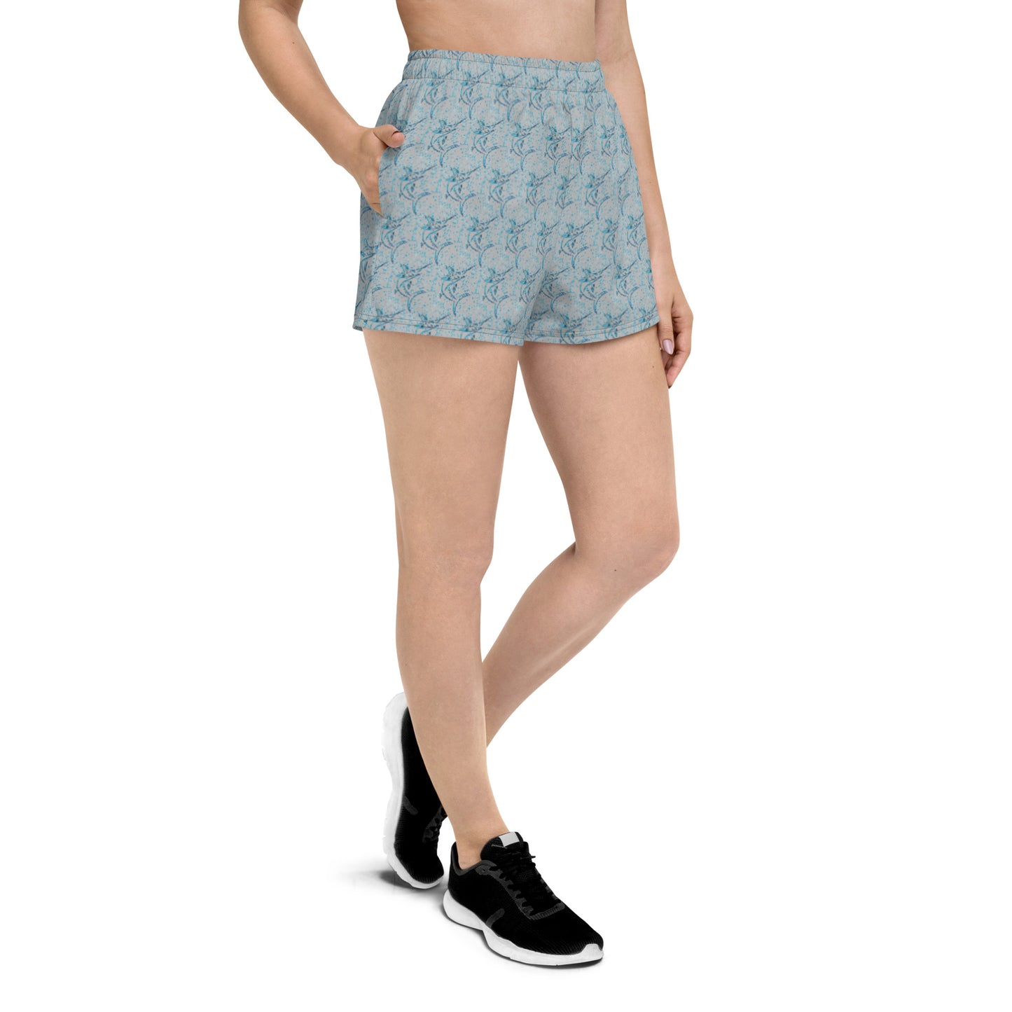 Marlin sketch pattern Women’s Recycled Athletic Shorts