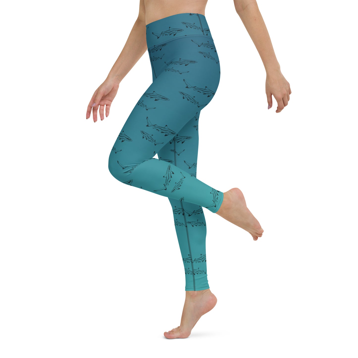 Blue Green ombré Tippy shark Yoga Leggings
