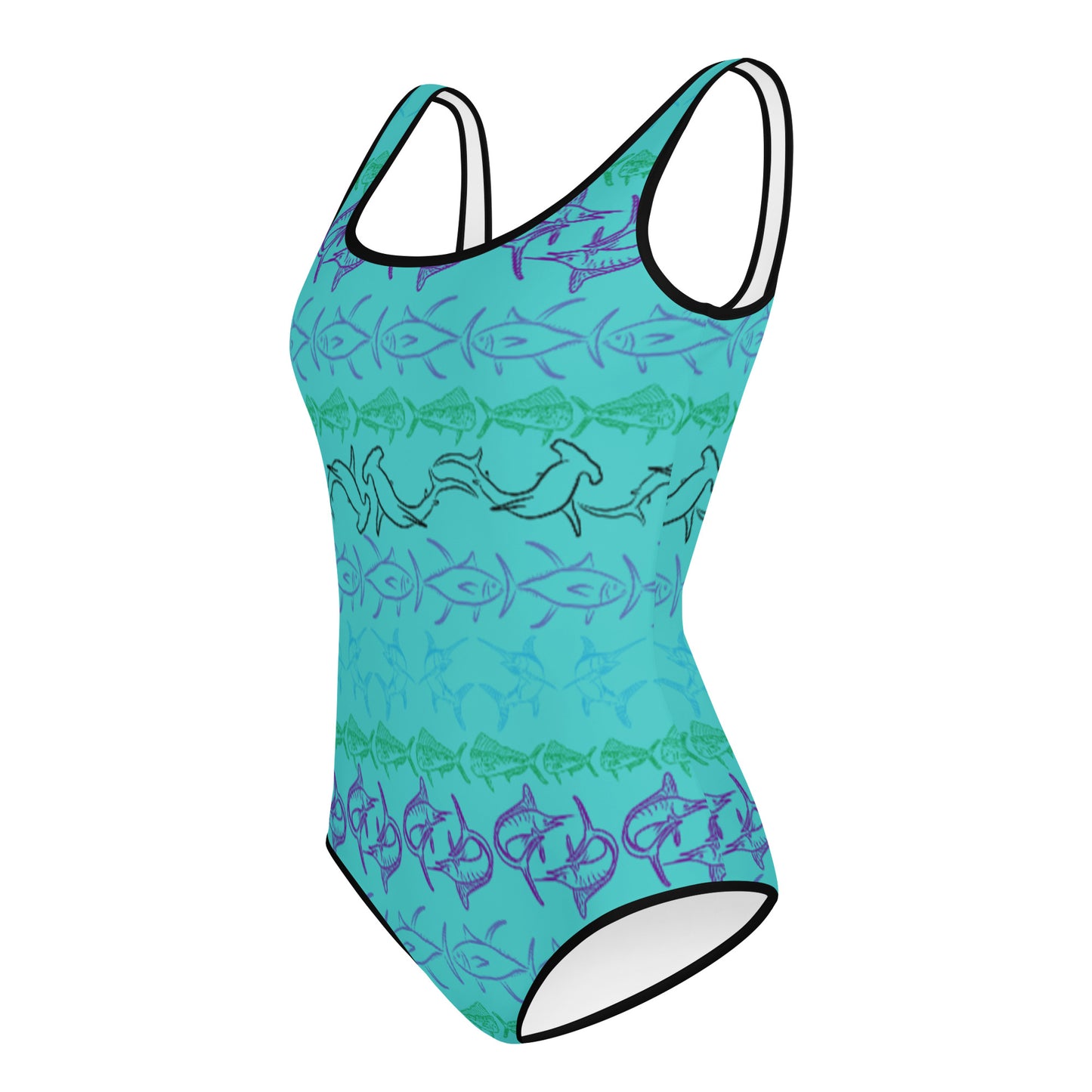 Tribal Fish All-Over Print Youth Swimsuit
