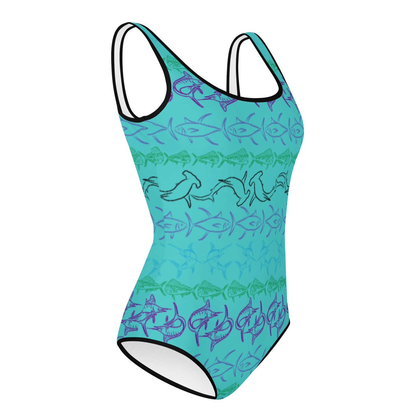 Tribal Fish All-Over Print Youth Swimsuit