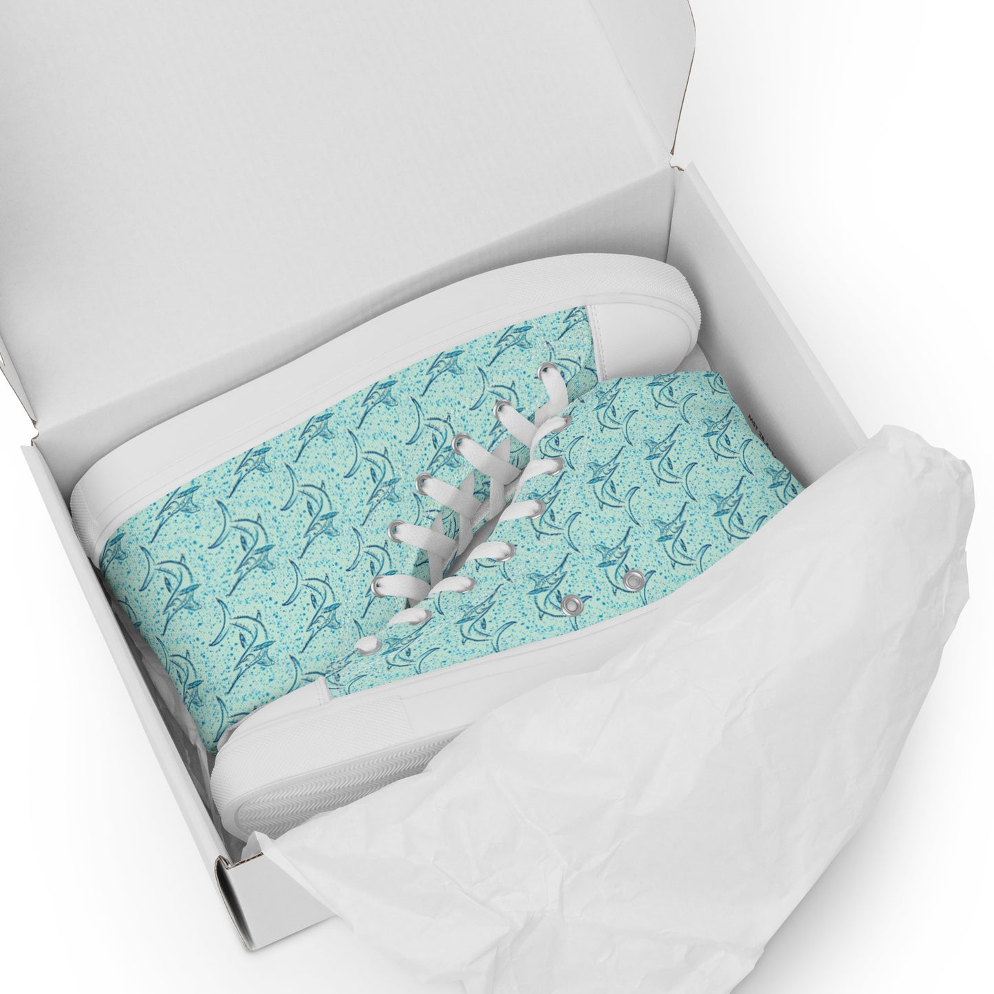 Marlin sketch pattern Women’s high top canvas shoes
