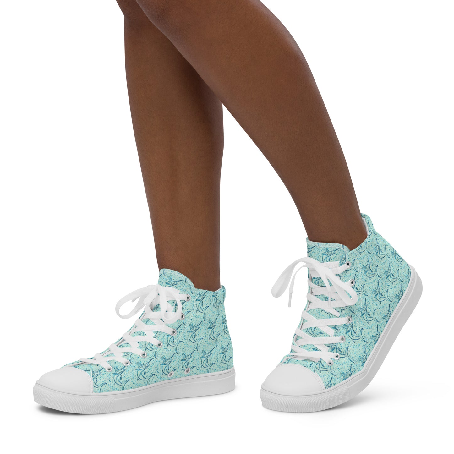 Marlin sketch pattern Women’s high top canvas shoes