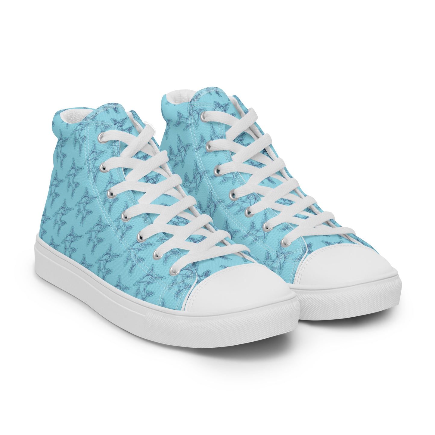 Swordfish sketch pattern Women’s high top canvas shoes